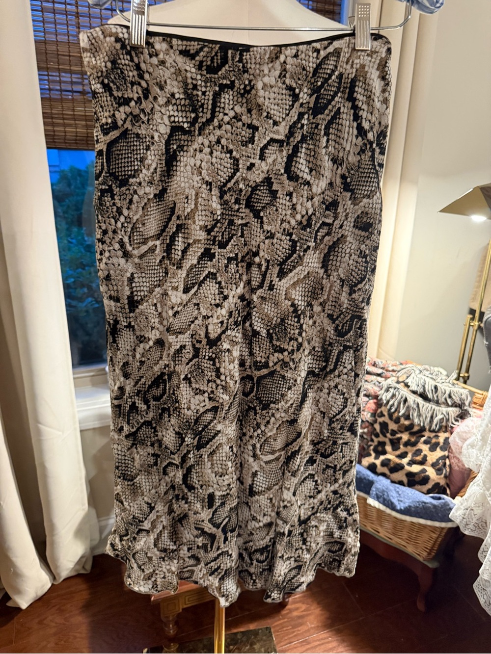 Karen Kane Black, Brown and White Snake-Print Maxi Skirt